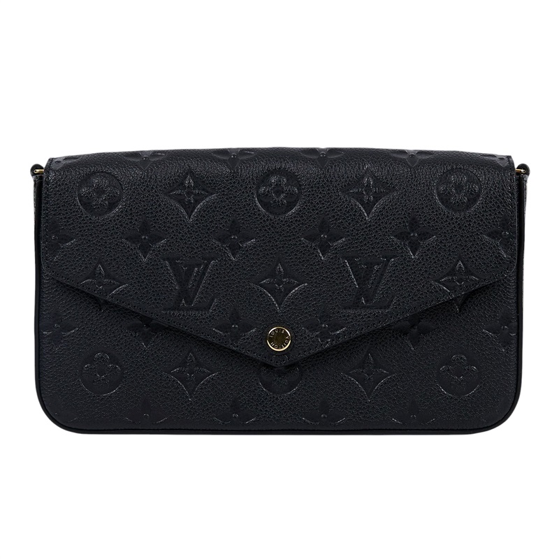 路易威登 LOUIS VUITTON Félicie Pochette 經典壓花皮格 WOC 翻蓋 斜背 鍊帶 肩背包 黑色 M64064 晶片款  原廠盒子/防塵袋
