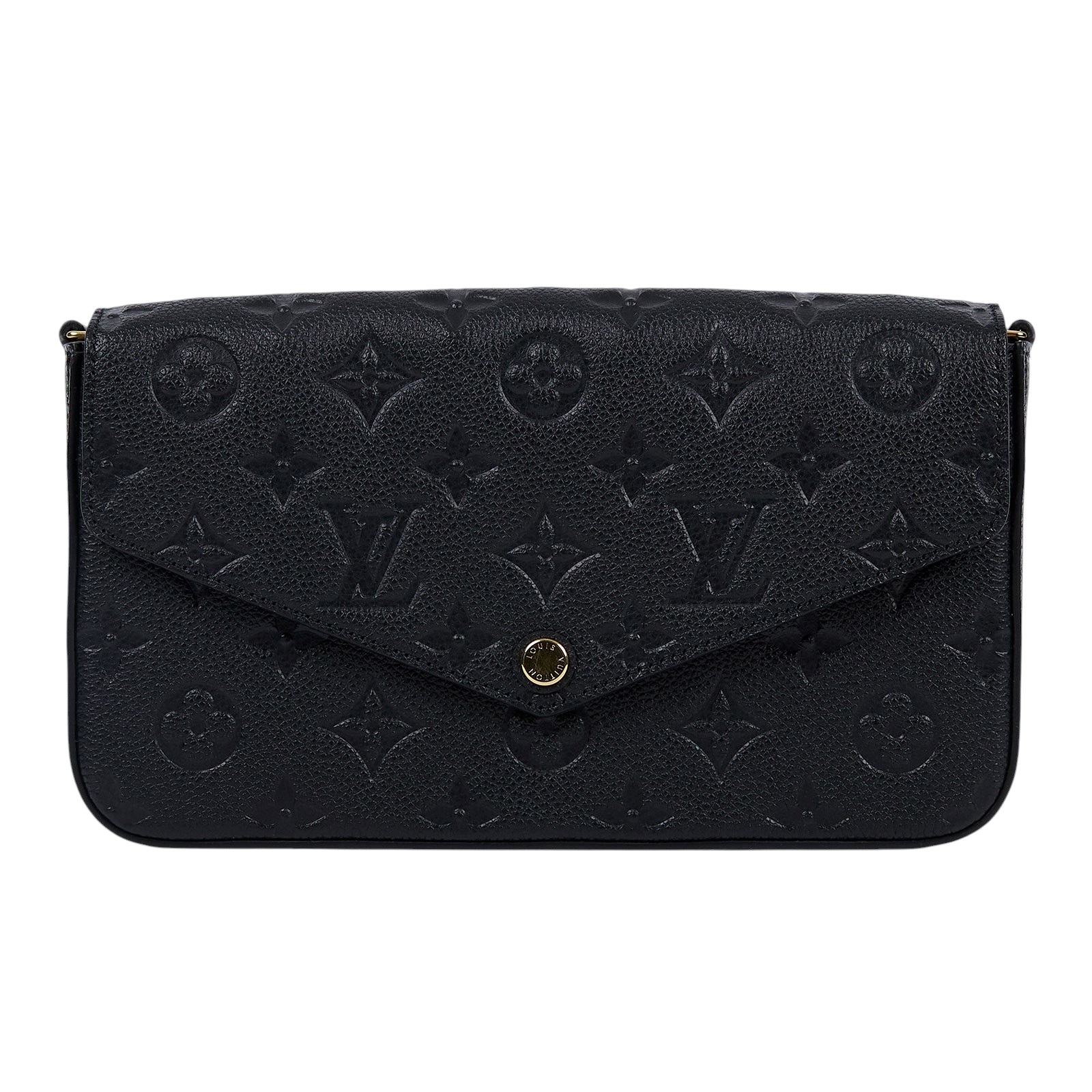 路易威登 LOUIS VUITTON Félicie Pochette 經典壓花皮格 WOC 翻蓋 斜背 鍊帶 肩背包 黑色 M64064 晶片款  原廠盒子/防塵袋