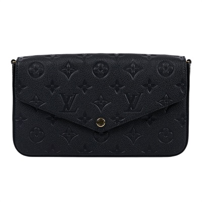 路易威登 LOUIS VUITTON Félicie Pochette 經典壓花皮格 WOC 翻蓋 斜背 鍊帶 肩背包 黑色 M64064 晶片款  原廠盒子/防塵袋