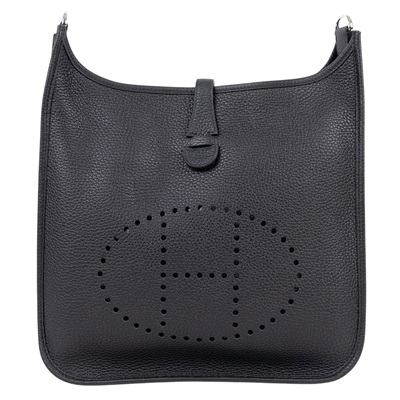 愛馬仕 Hermès Evelyne Bag 伊芙琳包 29 馬蹄型 EV29 B刻 黑EVELYNE 29 背帶/原廠盒子/防塵袋/購買證明影本