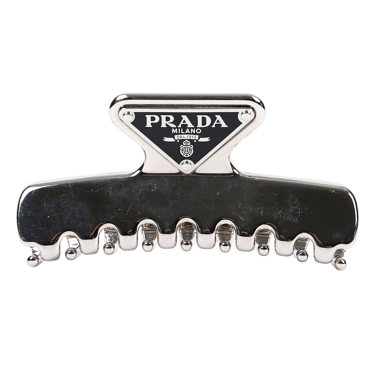 普拉達 PRADA 金屬髮夾 1IF103_2BA6 銀鯊魚夾 原廠盒子