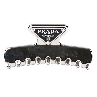 普拉達 PRADA 金屬髮夾 1IF103_2BA6 銀鯊魚夾 原廠盒子