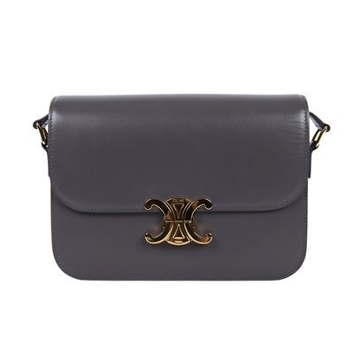思琳 CELINE 亮面牛皮革 Classique Triomphe 凱旋門 肩背包 187363BF4 灰金凱旋門 無附屬品
