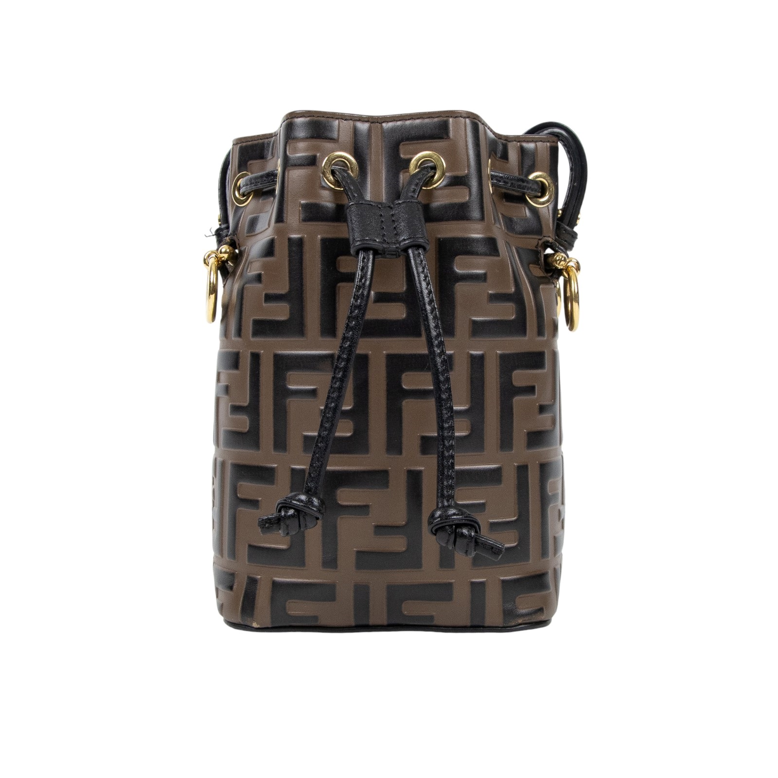 芬迪 FENDI Mon Tresor 皮革 迷你 手袋 8BS010A659 黑FF水桶包 無附屬品