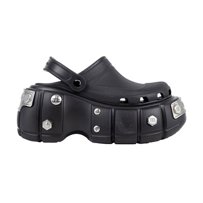 巴黎世家 BALENCIAGA Hardcrocs 男士 穆勒鞋 687397W1S8N1081_42 聯名CROCS黑厚底涼鞋 無附屬品