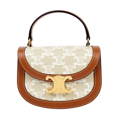 思琳 CELINE Besace Clea 迷你 米色 10K502FIJ 米灰BESACE迷你凱旋門馬鞍單肩包 原廠盒子/防塵袋