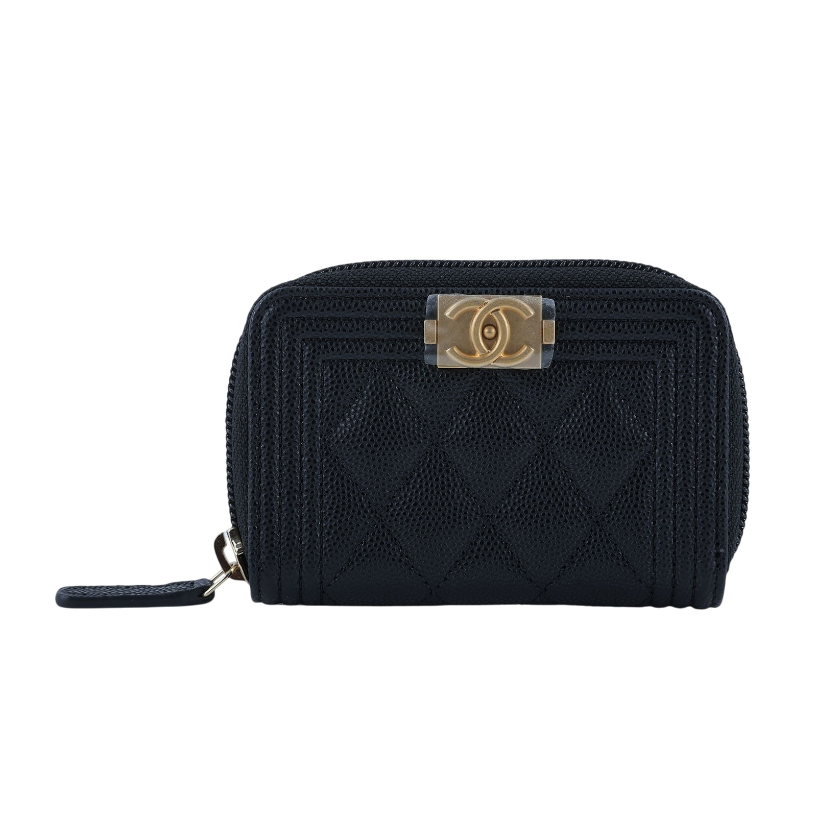 香奈兒 CHANEL BOY 拉鍊 零錢包 A80602 31開黑荔枝金釦BOY零錢包 原廠盒子/防塵袋/保證卡