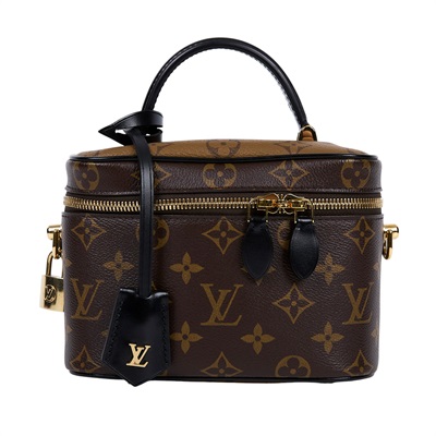 路易威登 LOUIS VUITTON Vanity PM 手提 斜背 化妝箱 M45165 晶片款 棕原花 Vanity PM 兩用包 防塵袋/購買證明/鎖組