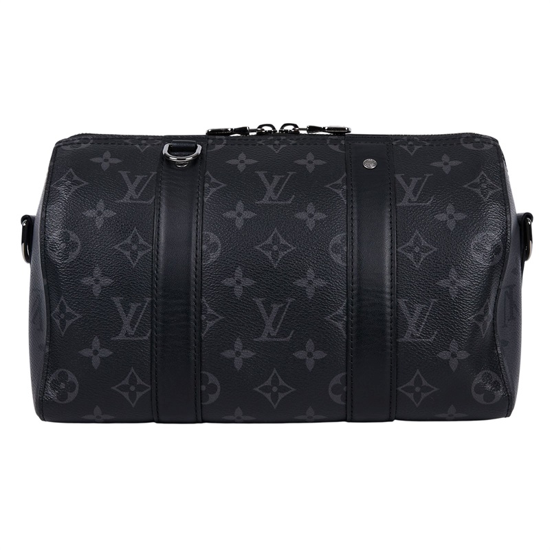 路易威登 LOUIS VUITTON City Keepall Eclipse帆布 拉鍊 斜背包 黑色 M45936 晶片款  背帶/吊牌