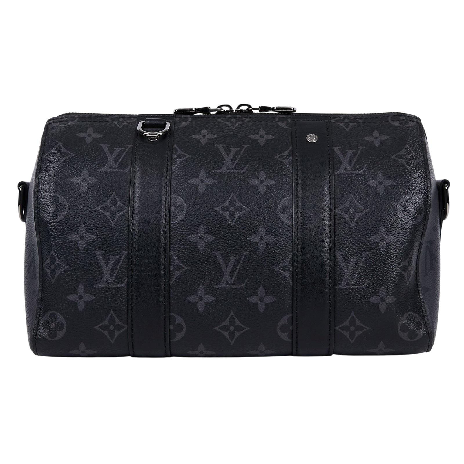 路易威登 LOUIS VUITTON City Keepall Eclipse帆布 拉鍊 斜背包 黑色 M45936 晶片款  背帶/吊牌