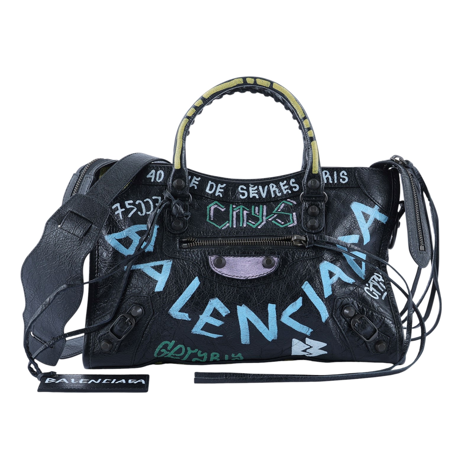巴黎世家 BALENCIAGA CLassic City S 機車包 4316210FE1T 黑彩色塗鴉機車包 無附屬品