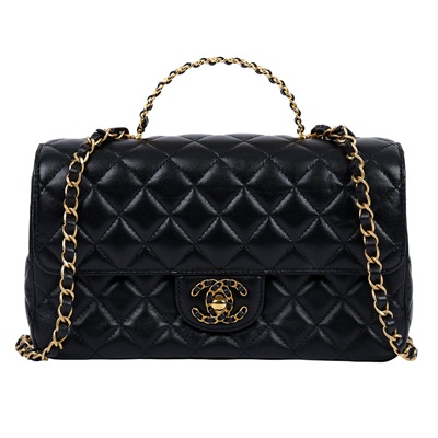 香奈兒 CHANEL Handle 手提 口蓋包 AS4530 B14824 晶片款 黑羊手提包 防塵袋/購買證明/原廠盒子