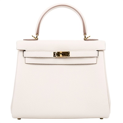 愛馬仕 Hermes Kelly Bag 凱莉包 25 KL25 K刻 奶昔白金釦KELLY25 原廠盒子/防塵袋/鎖組/背帶