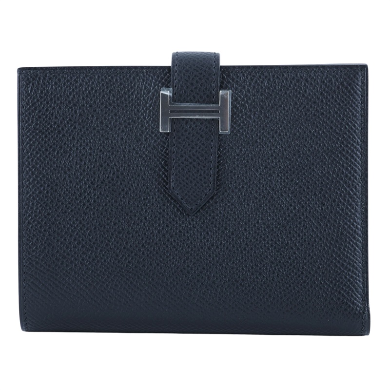 愛馬仕 Hermes Bearn 短夾 BEARN W刻 黑銀Bearn短夾 原廠盒子