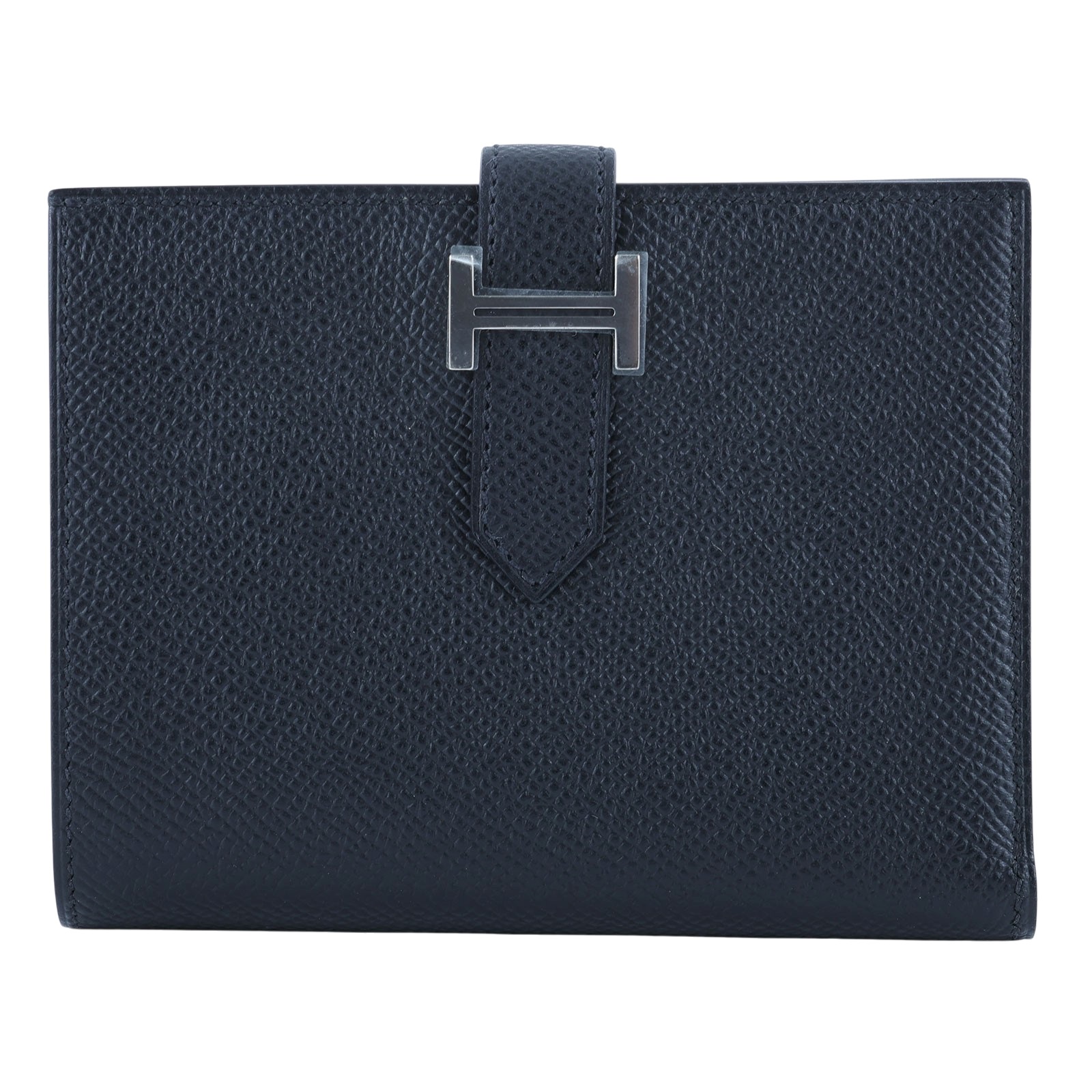 愛馬仕 Hermes Bearn 短夾 BEARN W刻 黑銀Bearn短夾 原廠盒子