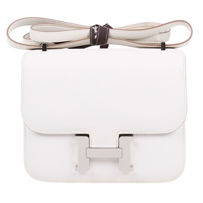 愛馬仕 Hermes Constance Bag 康康包 MIni 18  銀色五金 奶灰色 H083905CKM4 /B刻  原廠盒子/防塵袋/購買證明影本