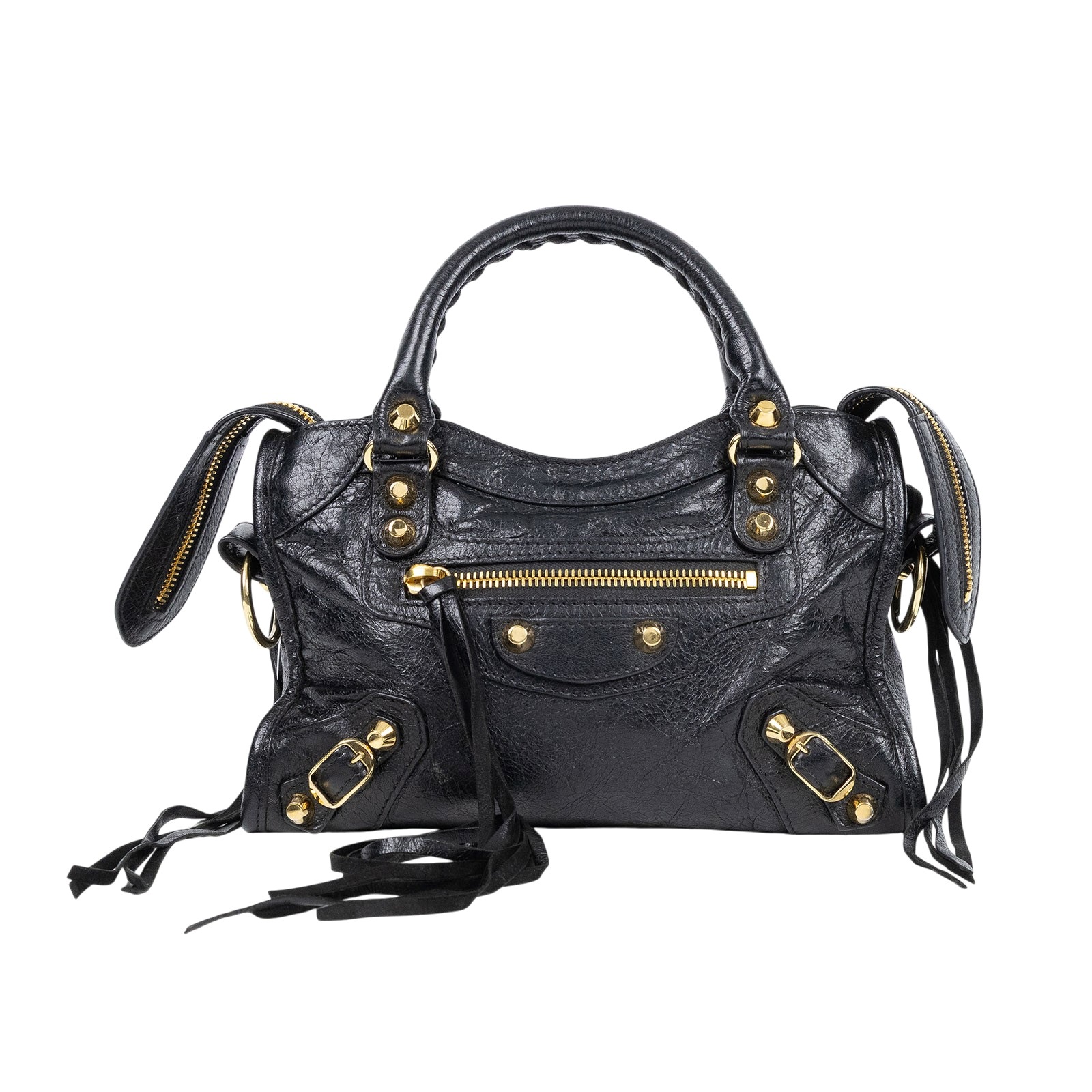 巴黎世家 BALENCIAGA Mini City 機車包 300295D94JN 黑金CITY MINI 防塵袋/鏡子