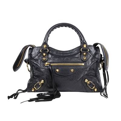 巴黎世家 BALENCIAGA Mini City 機車包 300295D94JN 黑金CITY MINI 防塵袋/鏡子