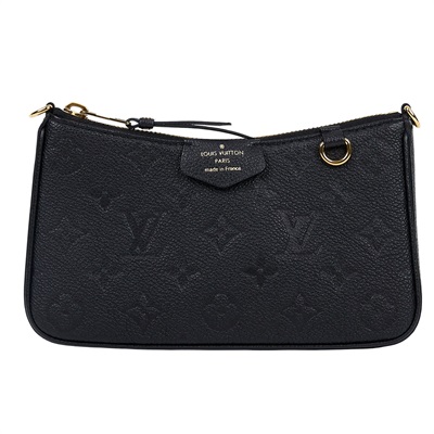 路易威登 LOUIS VUITTON Easy Pouch On Strap 壓紋牛皮二用包 黑色 M80349 晶片款  防塵袋/原廠盒子/背帶