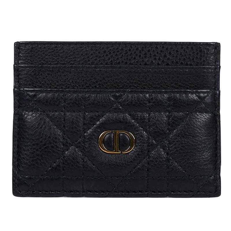 迪奧 CHRISTIAN DIOR Caro 5 隔層卡片套 卡夾 小牛皮 S5130UWHC 黑藤格卡夾 防塵袋/原廠盒子