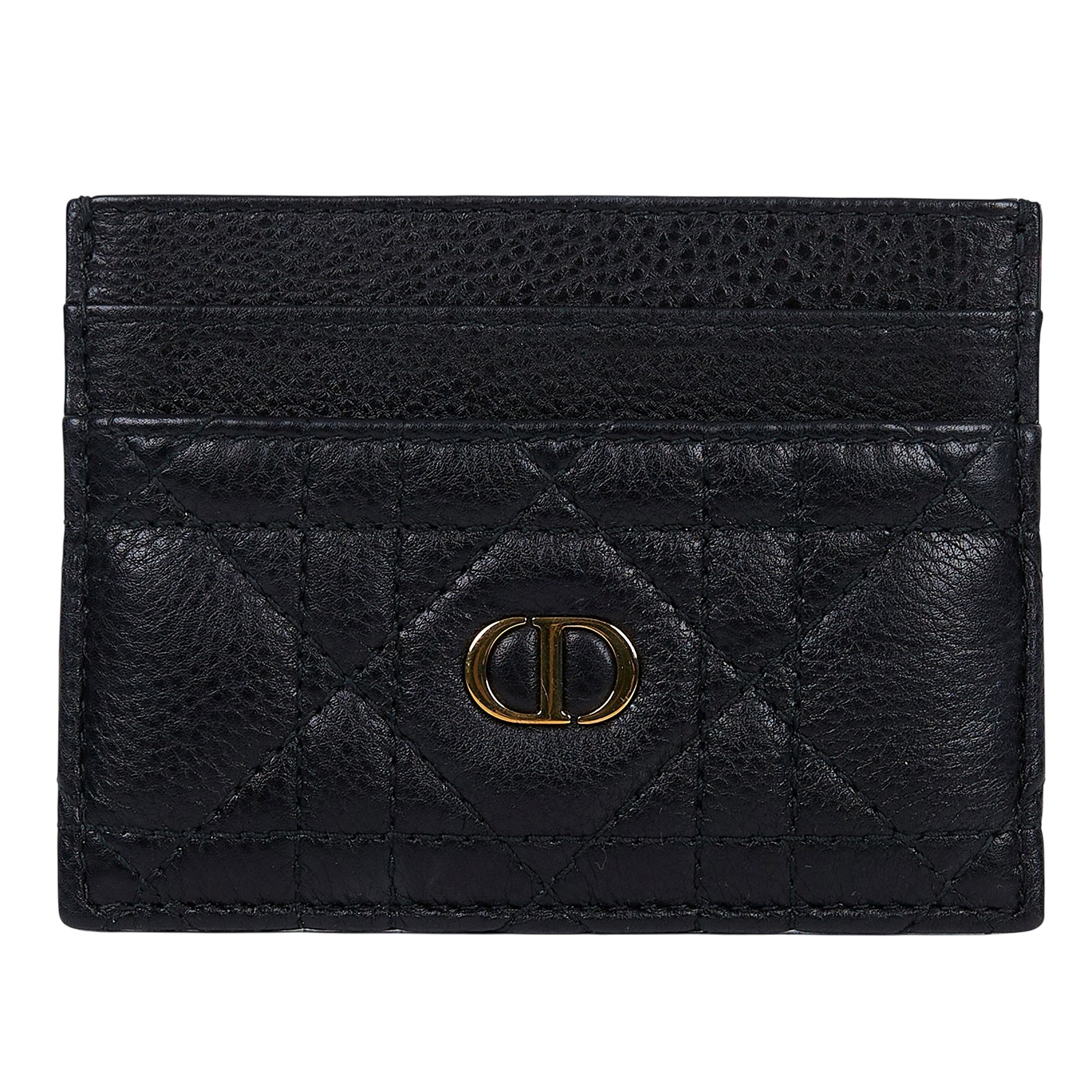 迪奧 CHRISTIAN DIOR Caro 5 隔層卡片套 卡夾 小牛皮 S5130UWHC 黑藤格卡夾 防塵袋/原廠盒子