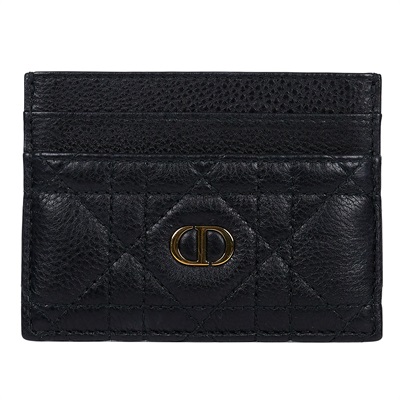 迪奧 CHRISTIAN DIOR Caro 5 隔層卡片套 卡夾 小牛皮 S5130UWHC 黑藤格卡夾 防塵袋/原廠盒子
