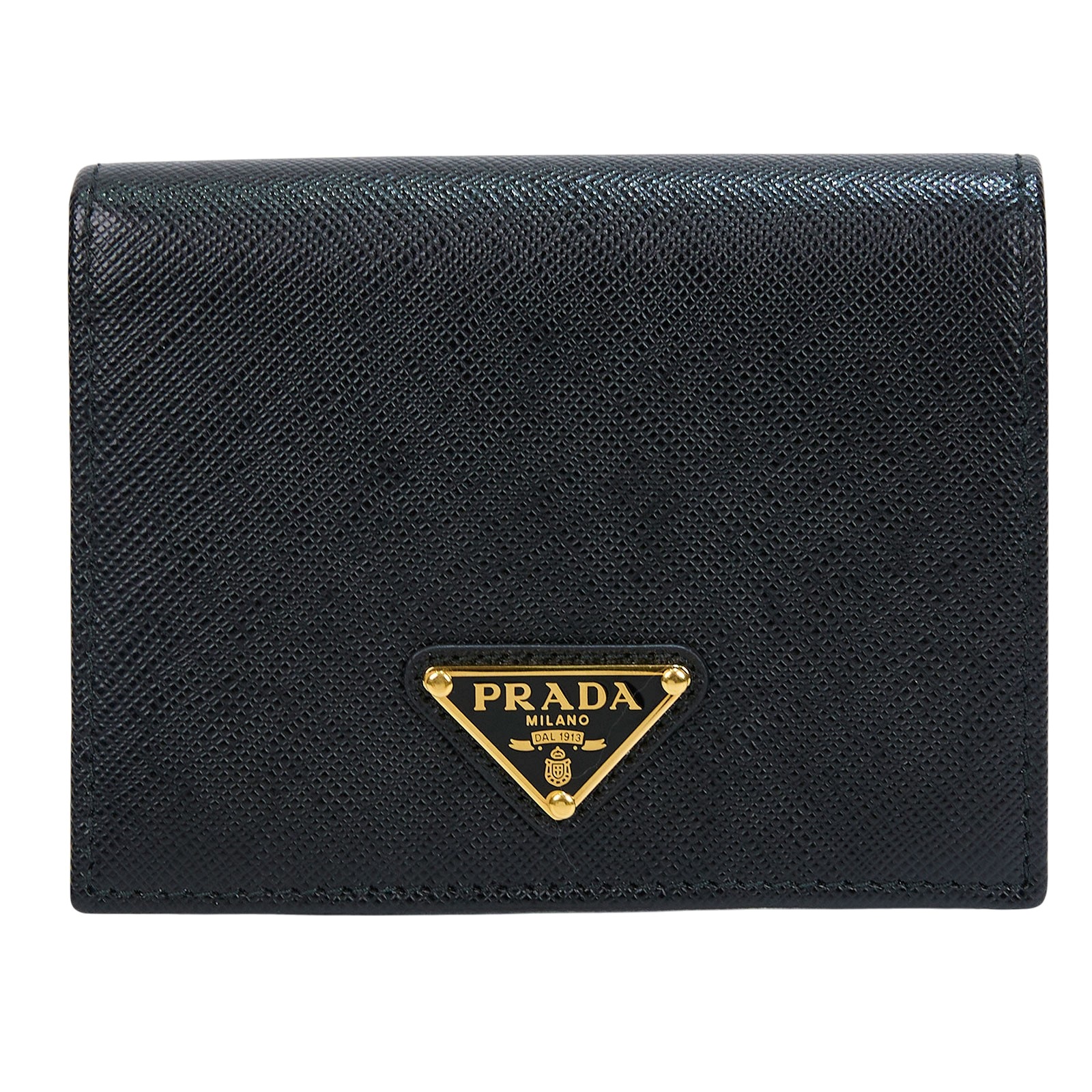 普拉達 PRADA 錢包 短夾 1MV204_2DDU 黑釦式兩折短夾 原廠盒子/保證卡