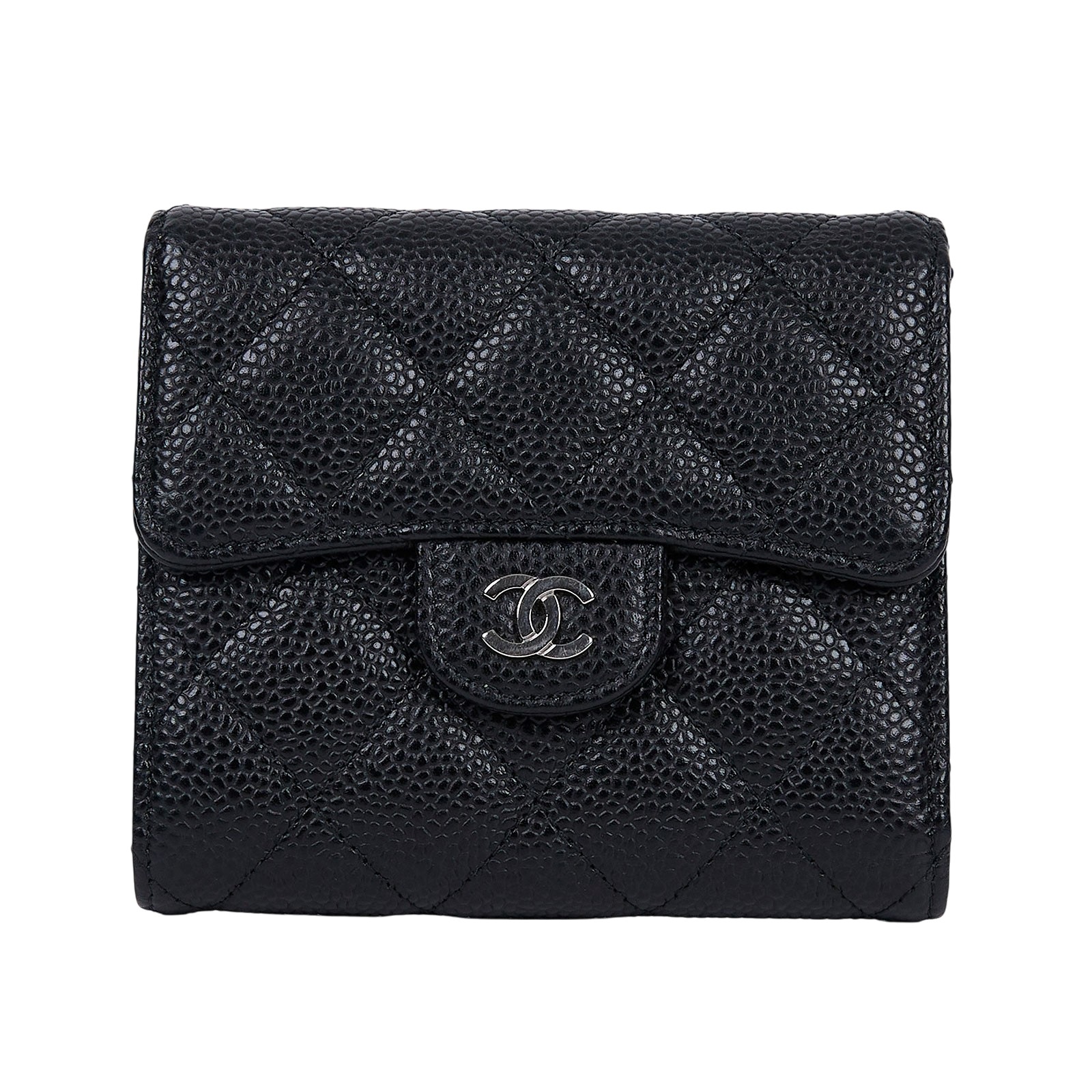 香奈兒 CHANEL 經典 小型 口蓋 皮夾 短夾  AP0231 27開 黑銀荔枝三折短夾 防塵袋/原廠盒子/保證卡