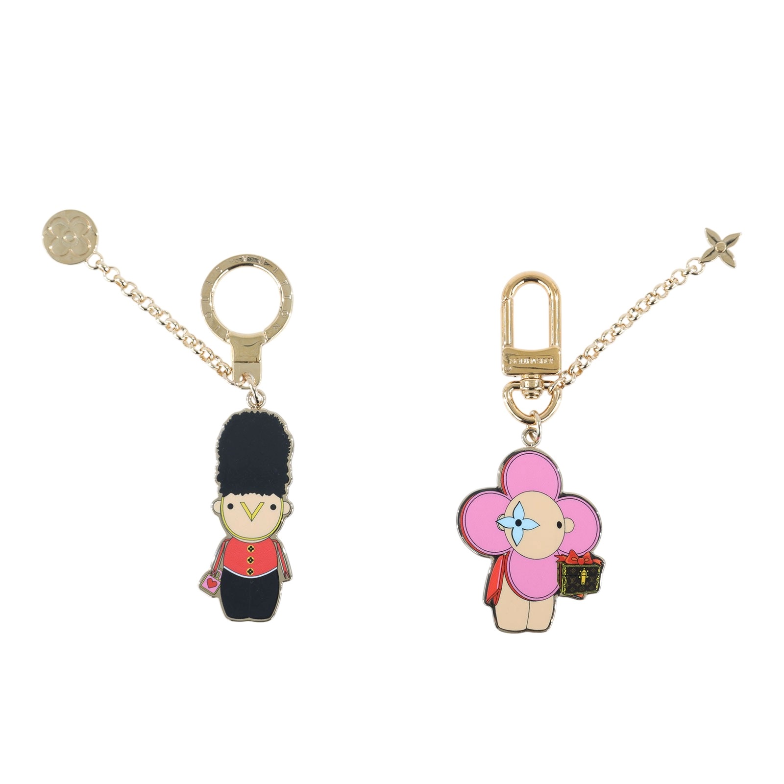 路易威登 LOUIS VUITTON Monogram Vivienne BFF 聖誕 鏈條 吊墜 包掛 吊飾 金色 M00503 一對吊飾 原廠盒子/防塵袋