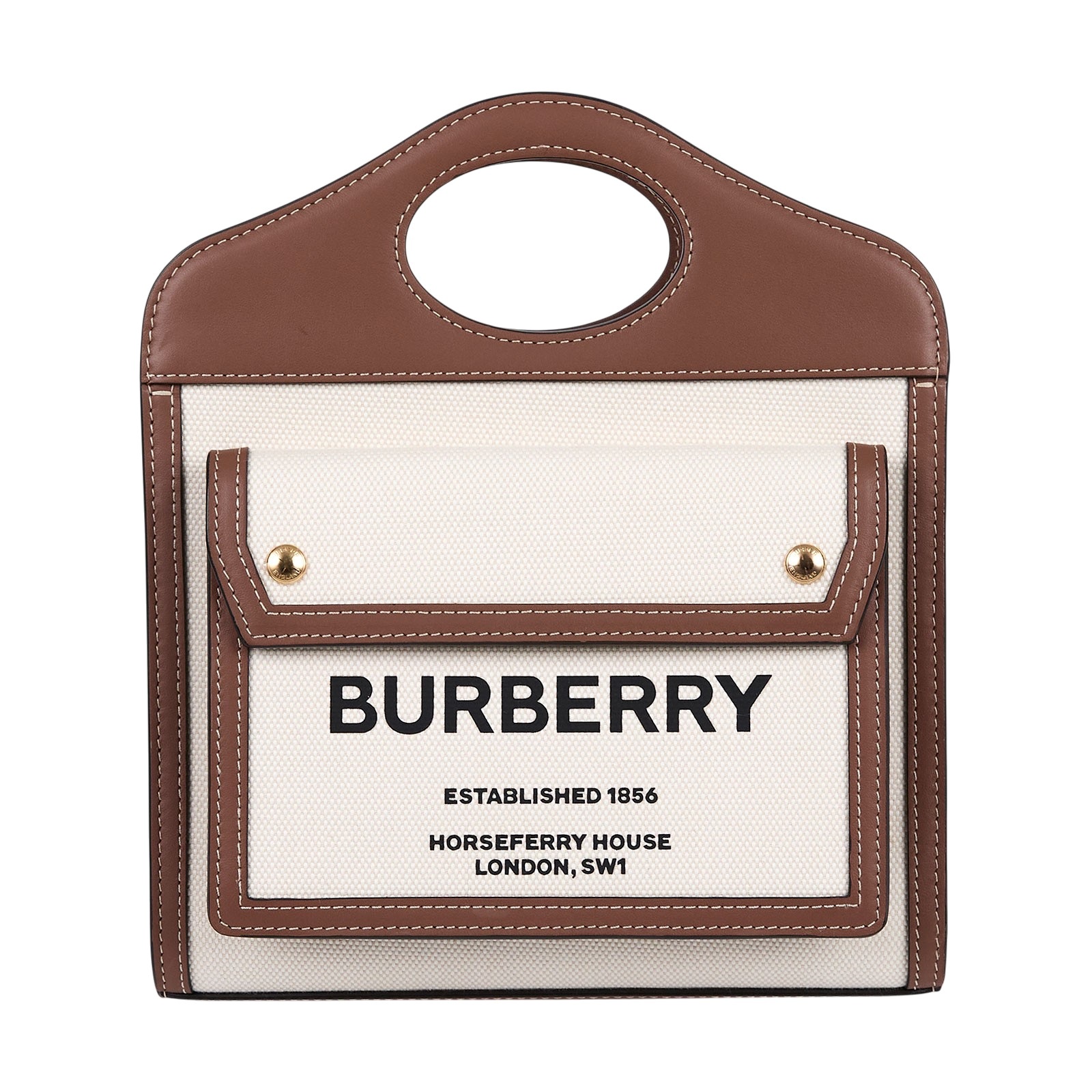 博柏利 BURBERRY Mini Pocket 肩背 手提包 8039361 帆布拼皮革POCKET MINI 防塵袋