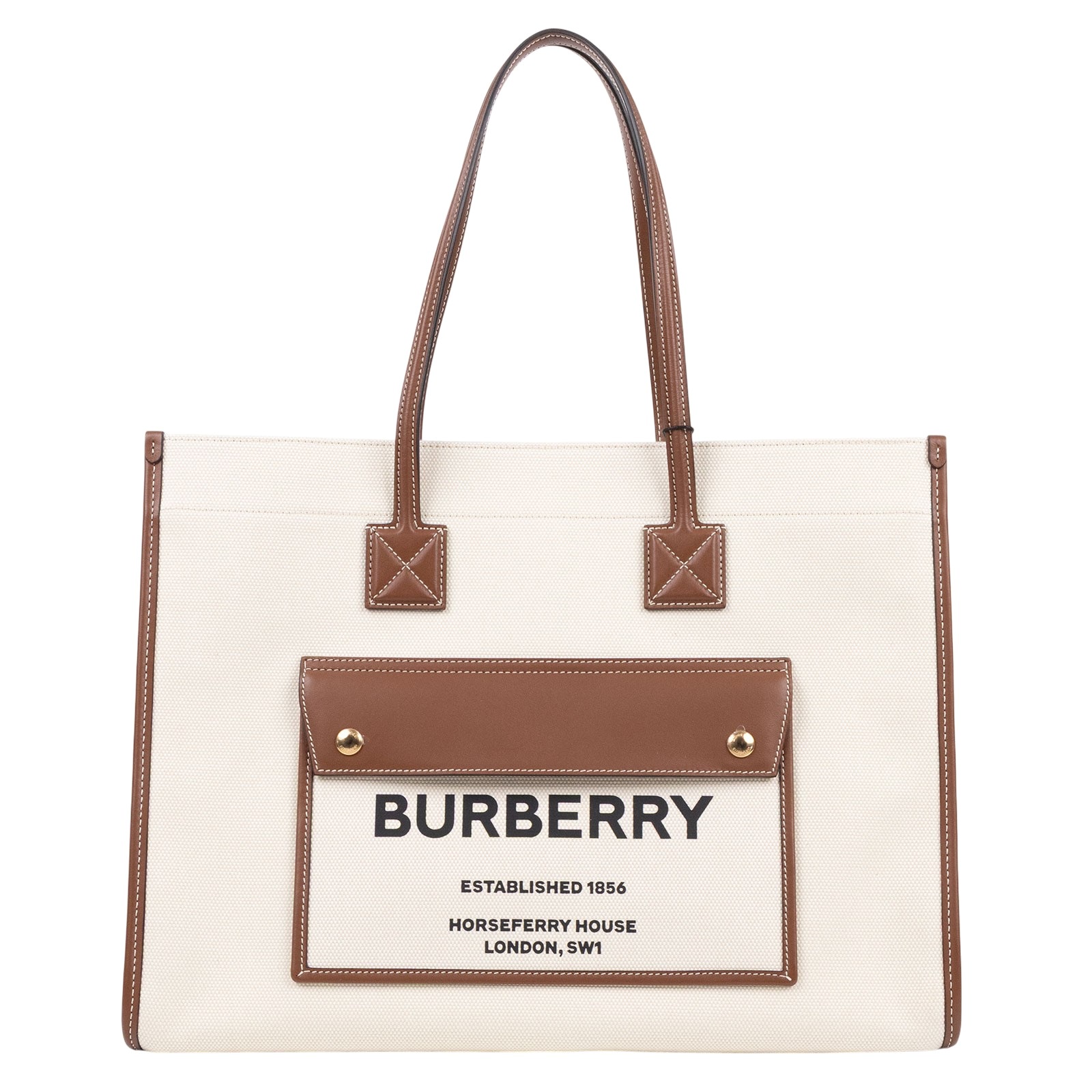 博柏利 BURBERRY Freya 芙蕾雅托特包 中型 80441291 白帆布托特包FREYA 中號 防塵袋