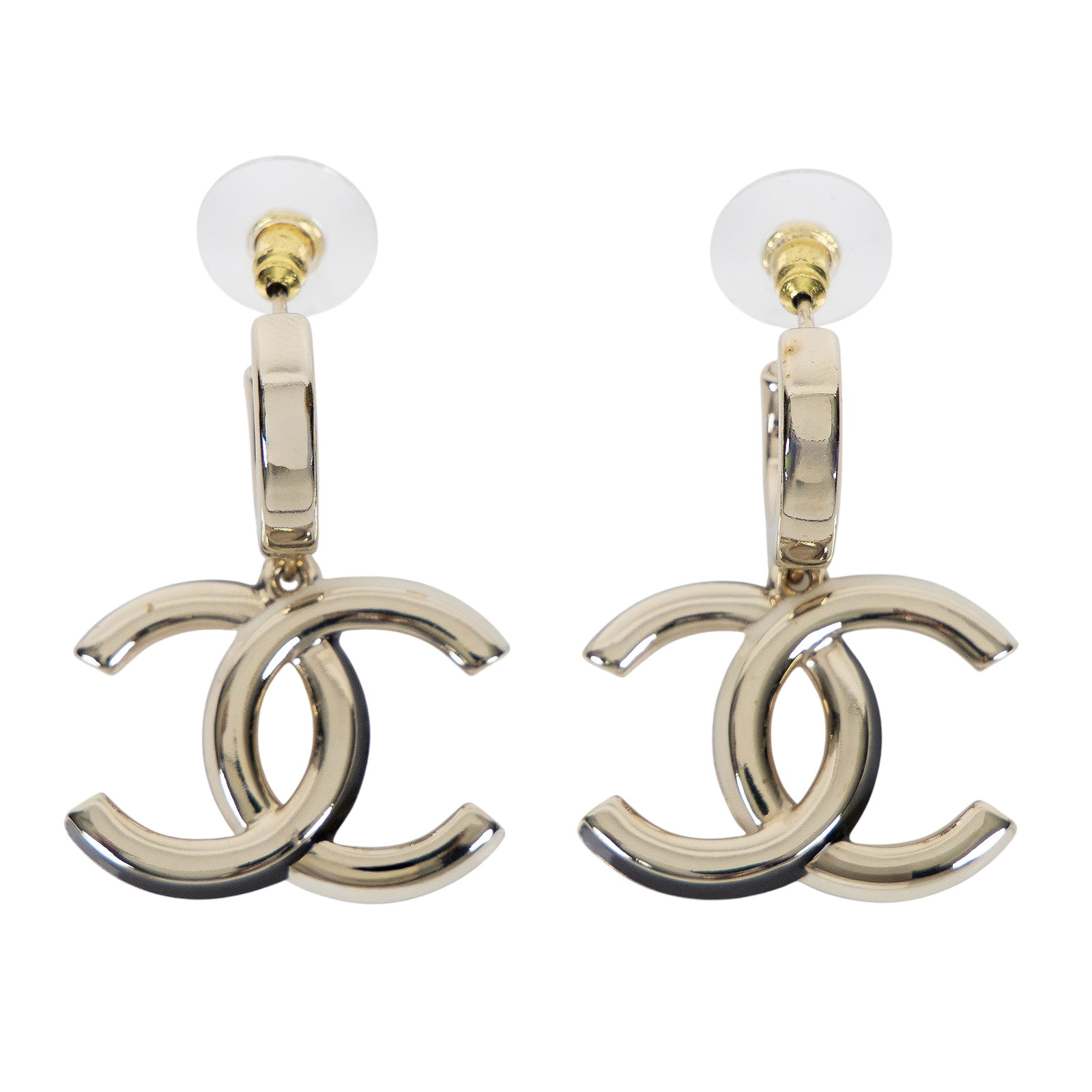 香奈兒 CHANEL 雙C 黑白 琺瑯 耳環 金色 AB9510AB9510/A22/K 雙C黑白琺瑯耳環 原廠盒子/購買證明影本