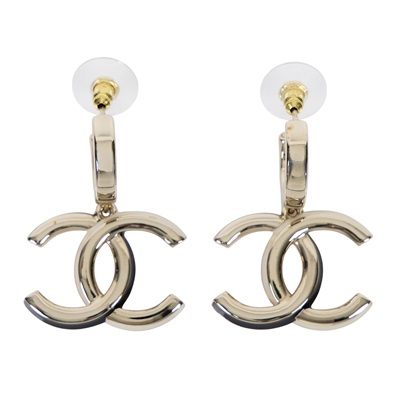 香奈兒 CHANEL 雙C 黑白 琺瑯 耳環 金色 AB9510AB9510/A22/K 雙C黑白琺瑯耳環 原廠盒子/購買證明影本