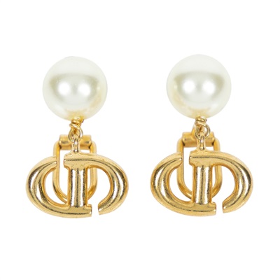 迪奧 CHRISTIAN DIOR CD Navy 夾式耳環 金色 E1876CDNRS CD Navy 夾式耳環 原廠盒子/防塵袋/購買證明