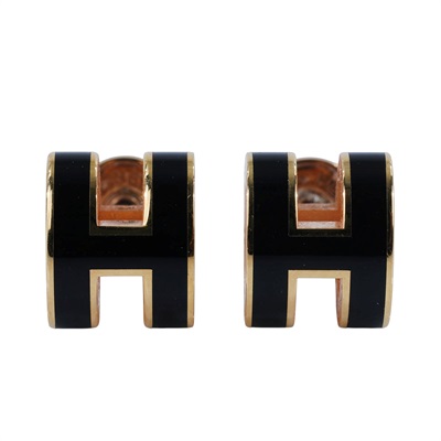 愛馬仕 Hermes Mini Pop H 耳釘 黑色 H608002FO03  黑MINI POP H耳環 原廠盒子