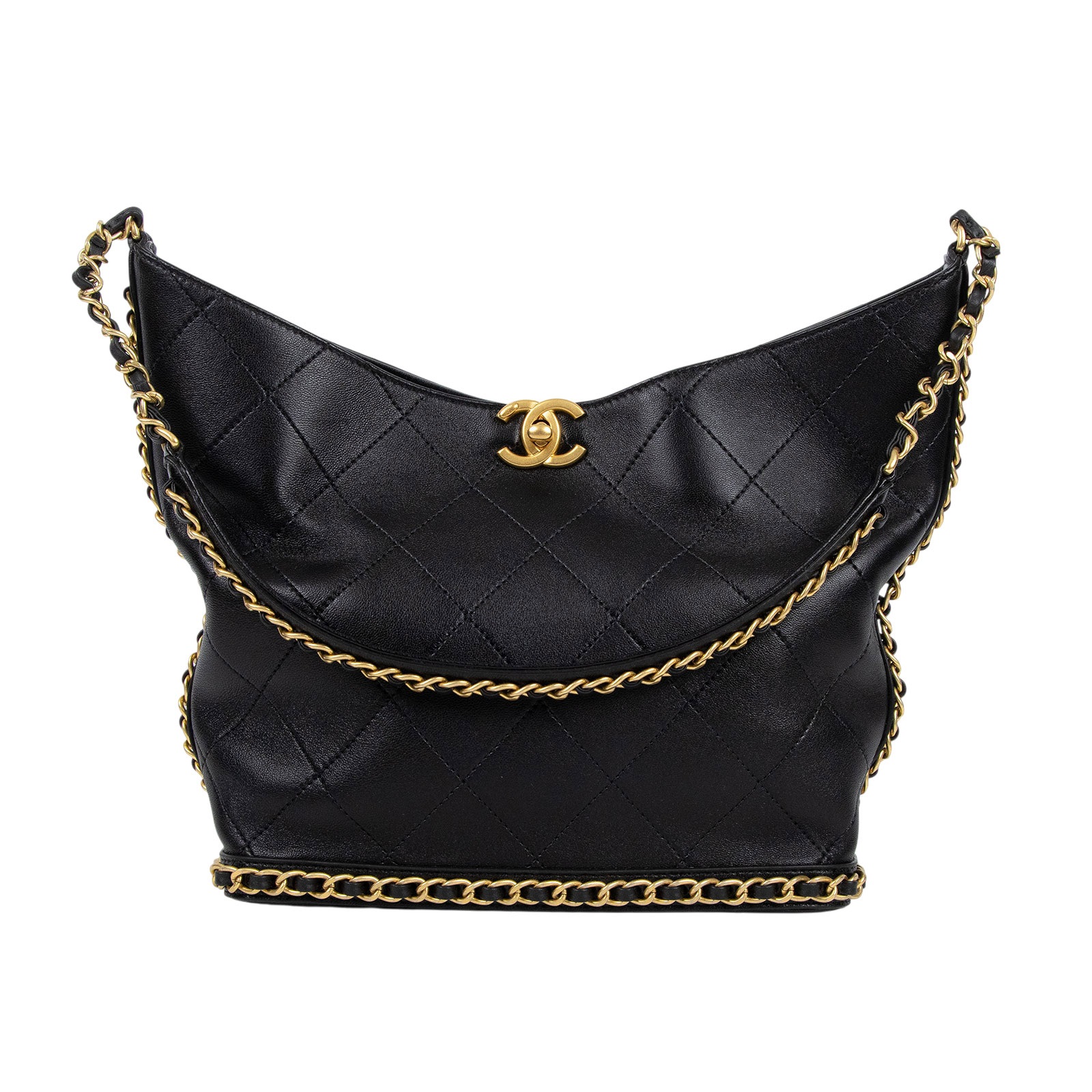 香奈兒 CHANEL 流浪包 Hobo Bag 肩背包 AS5549 B20290 晶片款 黑羊金扣HOBO 原廠盒子/防塵袋/購買證明