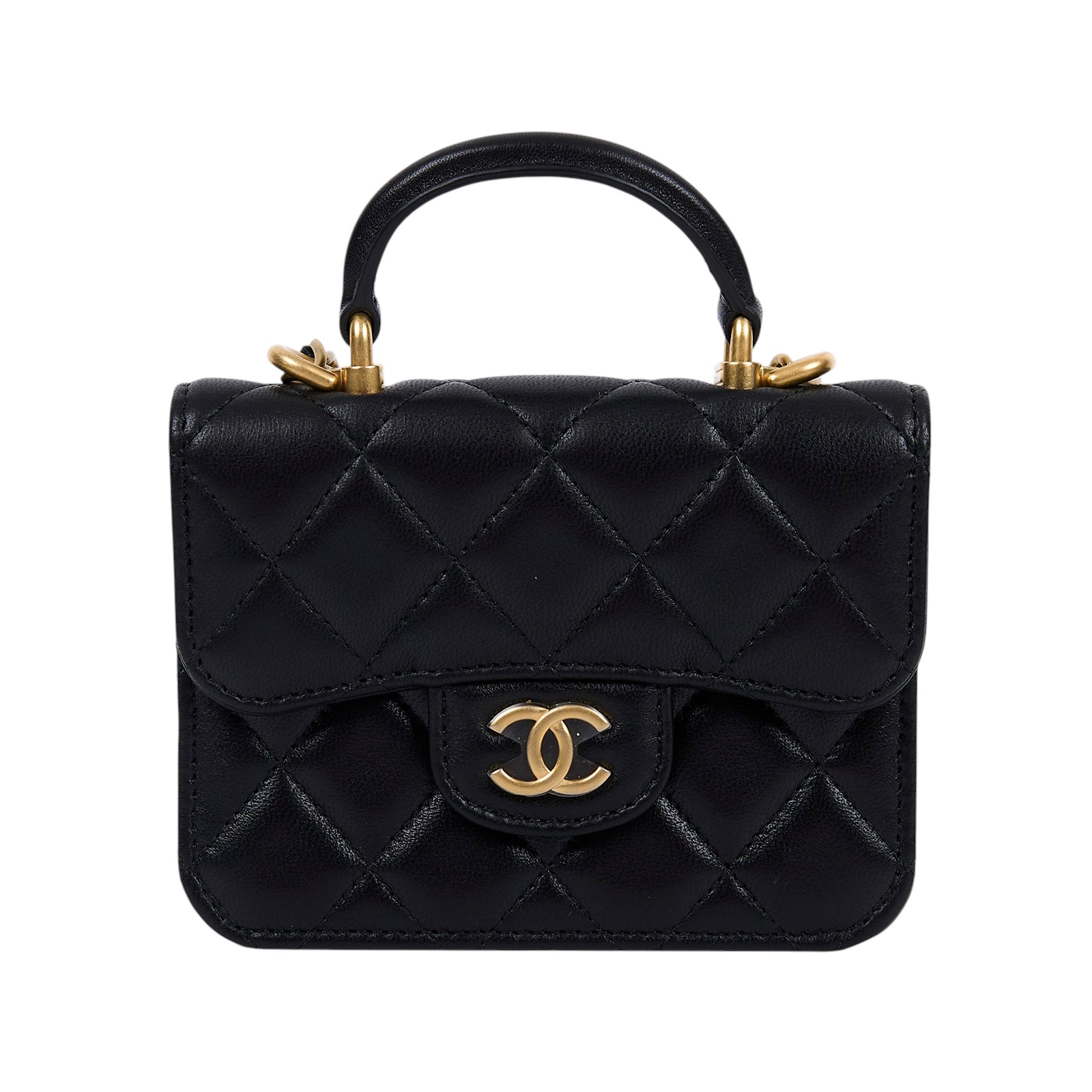 香奈兒 CHANEL 手提 肩背 口蓋包 迷你 AP2200 B05810 30開黑羊金手提MINI 2WAY 原廠盒子/防塵袋/保證卡/購買證明