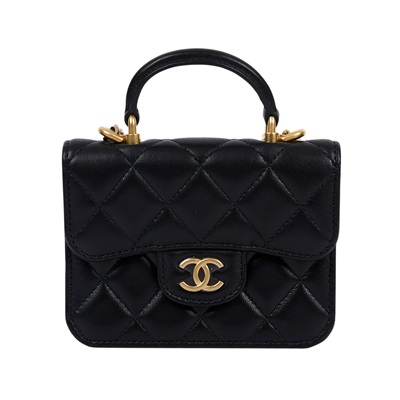 香奈兒 CHANEL 手提 肩背 口蓋包 迷你 AP2200 B05810 30開黑羊金手提MINI 2WAY 原廠盒子/防塵袋/保證卡/購買證明