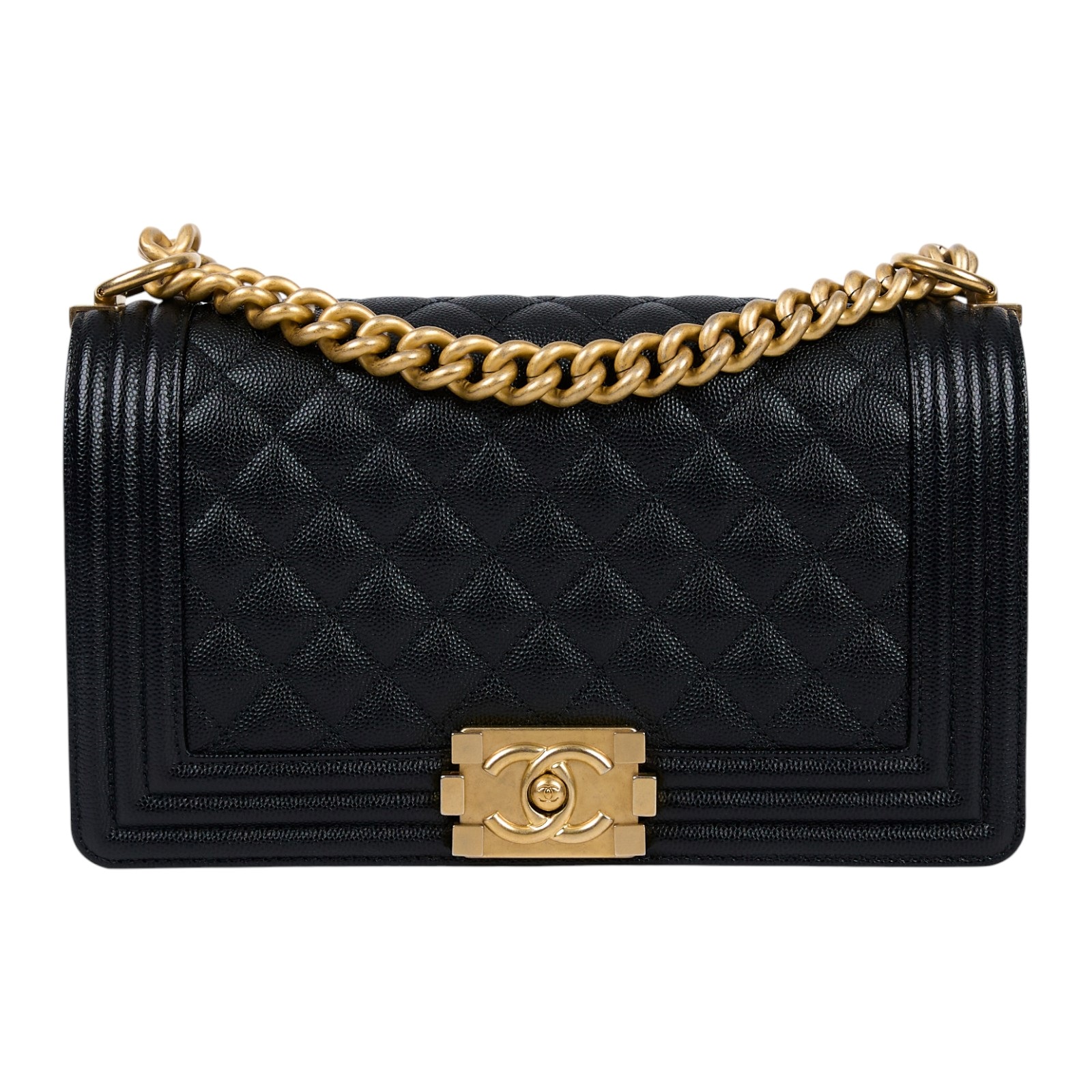 香奈兒 CHANEL Boy 25 口蓋包 A67086 晶片款 黑荔枝金扣BOY25 原廠盒子/防塵袋/購買證明影本