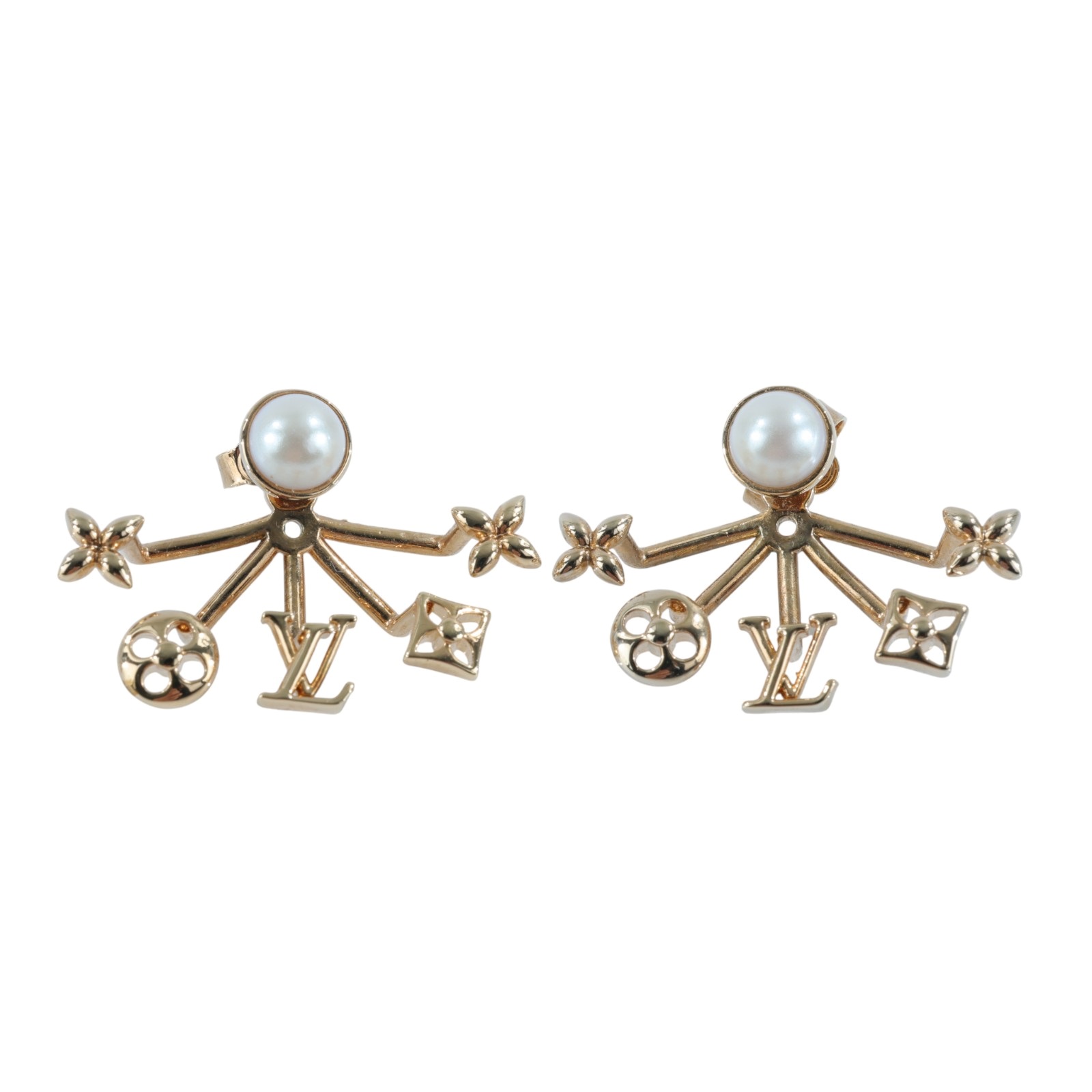 路易威登 LOUIS VUITTON 珍珠Pierce 耳環 M00601 金珍珠Pierce Cruiser 耳環 原廠盒子/防塵袋