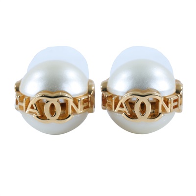 香奈兒 CHANEL CC 珍珠 耳環 B23 K 金雙C大珍珠耳環 原廠盒子