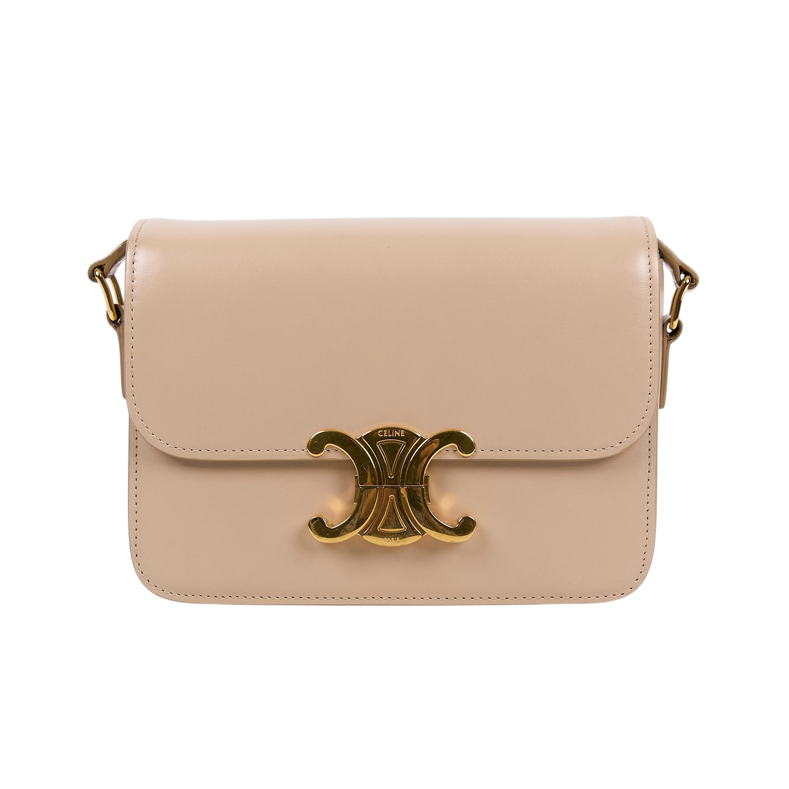 思琳 CELINE 亮面牛皮革 Teen Triomphe 凱旋門 肩背包 188423BF4 燕麥TEEN凱旋門肩背包 防塵袋