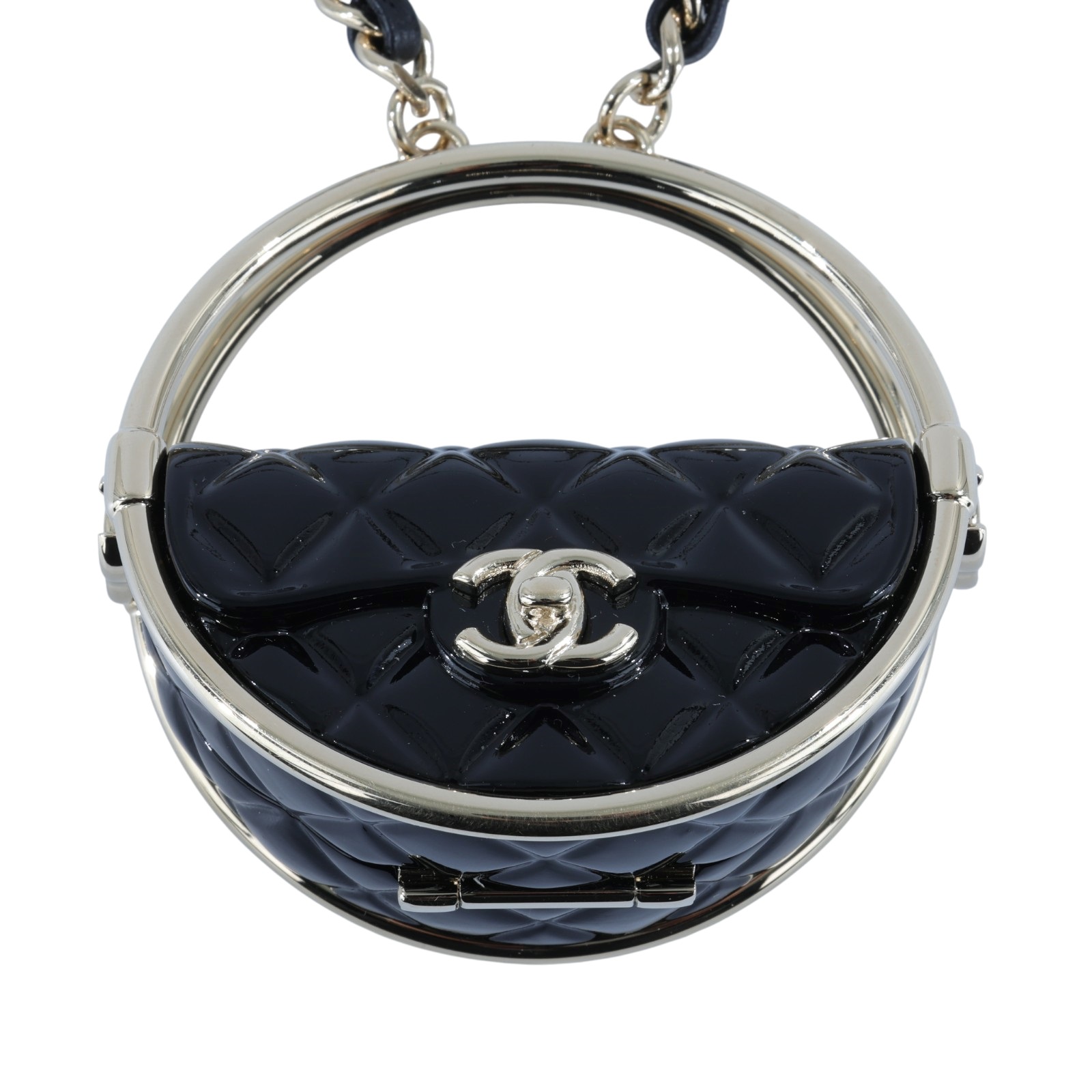 香奈兒 CHANEL 項鍊 飾品 AB9845AB9845/B23C 黑金圓環包包長項鍊 防塵袋