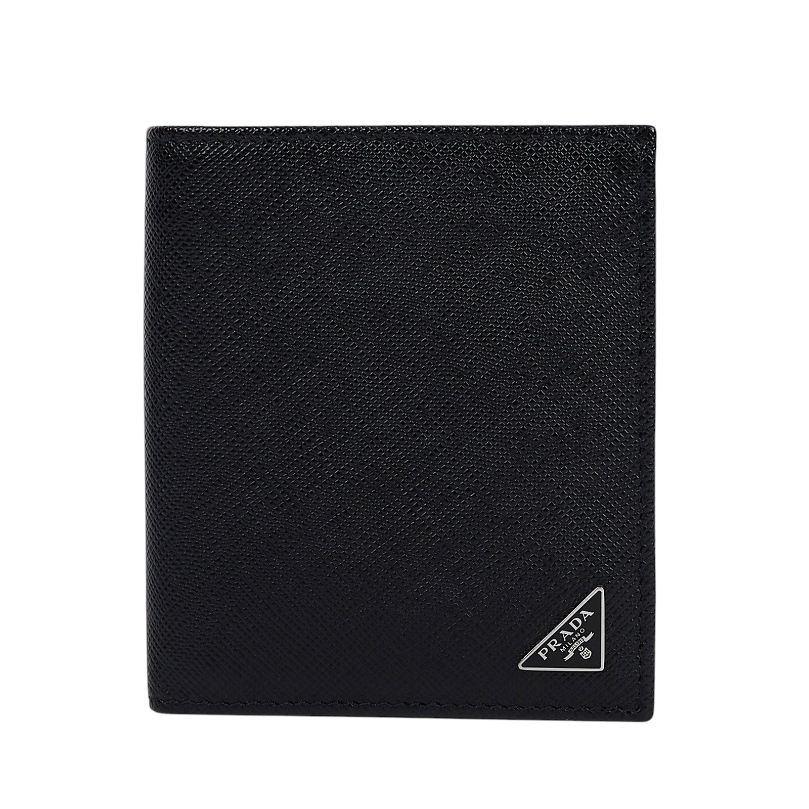 普拉達 PRADA Saffiano 皮革 錢包 短夾 2MO004_QHH 黑二折卡包 原廠盒子/保證卡
