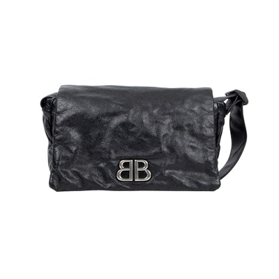 巴黎世家 BALENCIAGA Monaco 斜背包 8066302ABCI 黑 Monaco翻蓋包 無附屬品