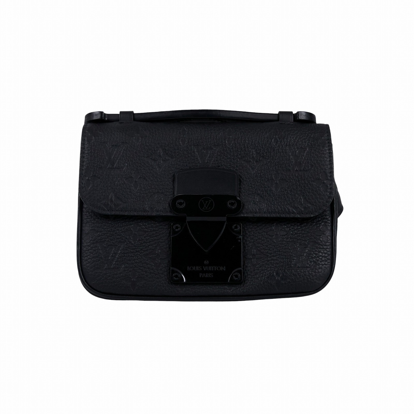 路易威登 LOUIS VUITTON S Lock 單肩包 Taurillon 牛皮 M58487 晶片款 黑原花壓紋S LOCK斜背包 原廠盒子