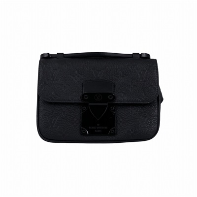 路易威登 LOUIS VUITTON S Lock 單肩包 Taurillon 牛皮 M58487 晶片款 黑原花壓紋S LOCK斜背包 原廠盒子