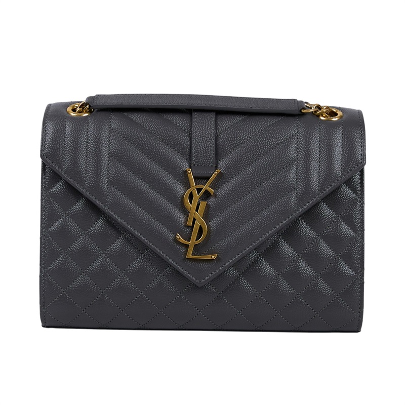 聖羅蘭 YSL SAINT LAURENT Envelope 粒面絎縫皮革 中型 信封袋 金色五金 600185BOW91  防塵袋