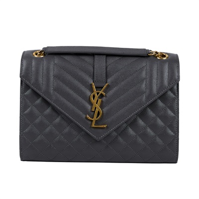 聖羅蘭 YSL SAINT LAURENT Envelope 粒面絎縫皮革 中型 信封袋 金色五金 600185BOW91  防塵袋