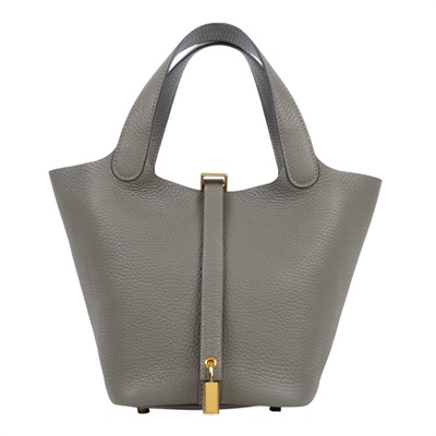 愛馬仕 Hermes Picotin Lock 18 菜籃子包 金色五金 積雨雲灰色 H056289CC0L /U FM 002 PM  原廠盒子/防塵袋/購買證明/鎖組
